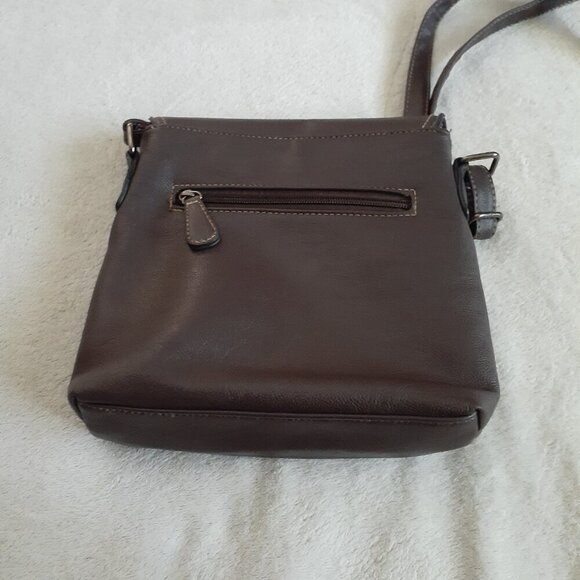 Roots Dark Brown Leather Small Front Flap Crossbody Bag Purse - Picture 5 of 14